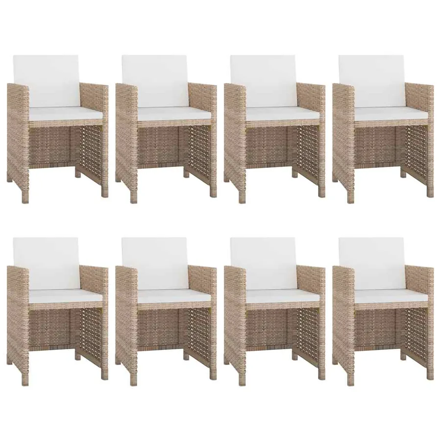 Ensemble à manger d'extérieur et coussins 9 pcs résine tressée - 2
