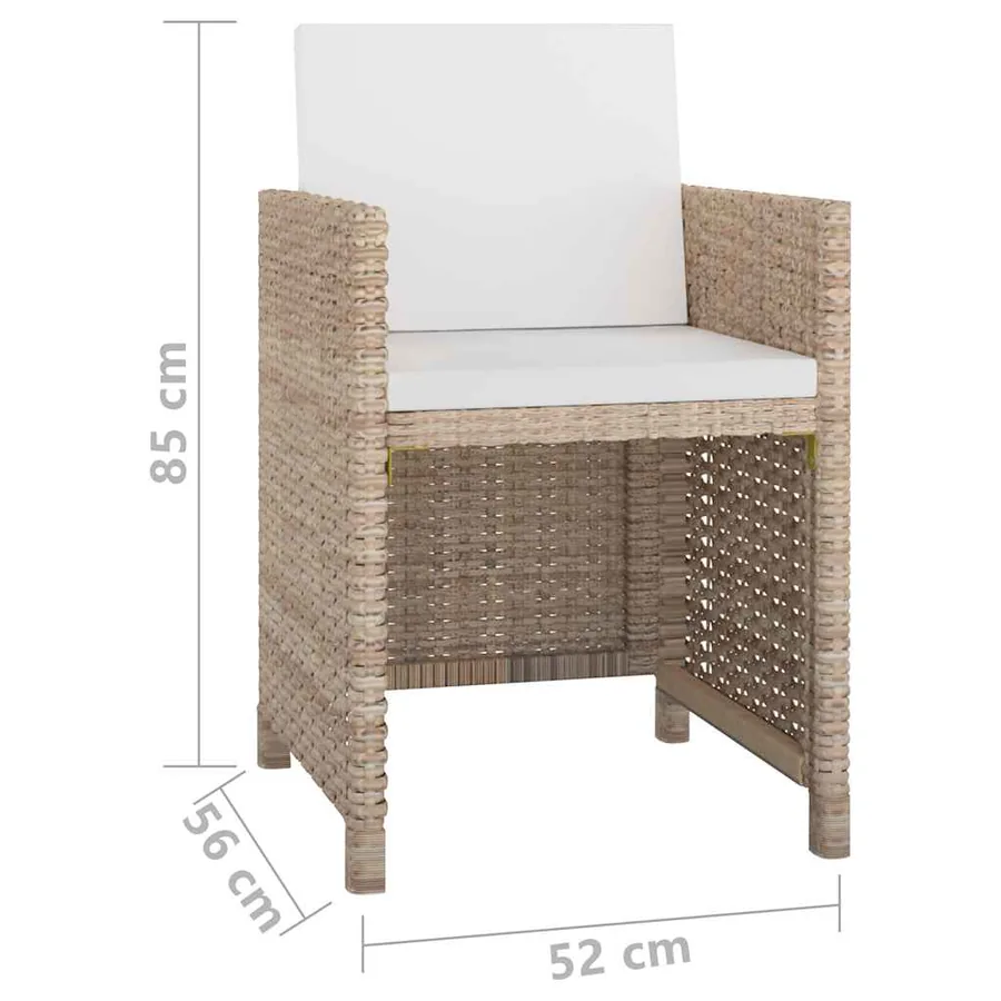 Ensemble à manger d'extérieur et coussins 9 pcs résine tressée - 7