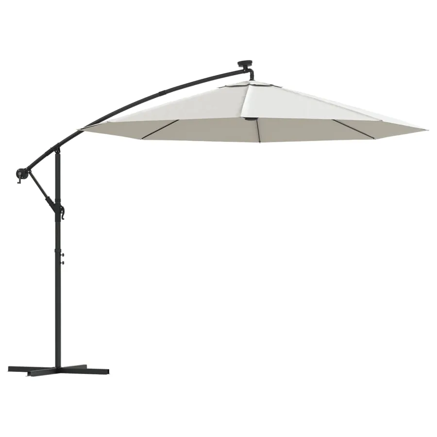 Parasol avec éclairage LED 300cm Poteau en métal Sable - 2