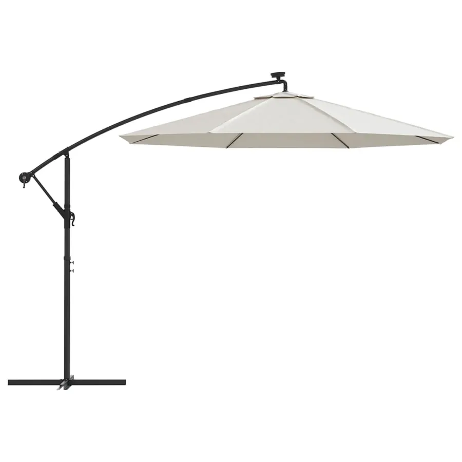 Parasol avec éclairage LED 300cm Poteau en métal Sable - 4