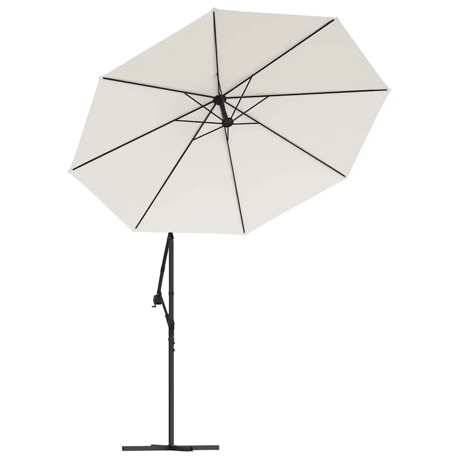 Parasol avec éclairage LED 300cm Poteau en métal Sable - 5