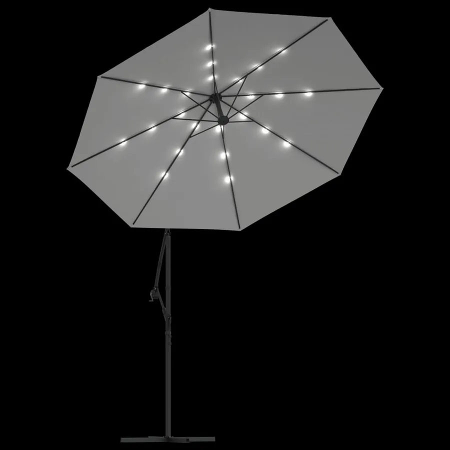 Parasol avec éclairage LED 300cm Poteau en métal Sable - 6