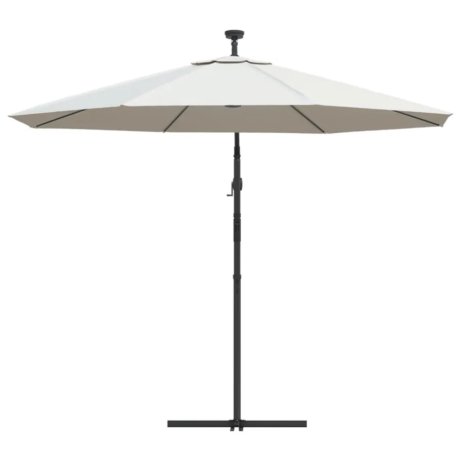 Parasol avec éclairage LED 300cm Poteau en métal Sable - 7