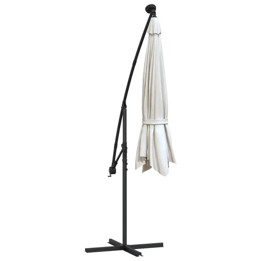 Parasol avec éclairage LED 300cm Poteau en métal Sable - 8