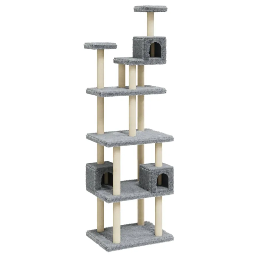 Arbre à chat avec griffoirs en sisal Gris clair 188 cm - 2