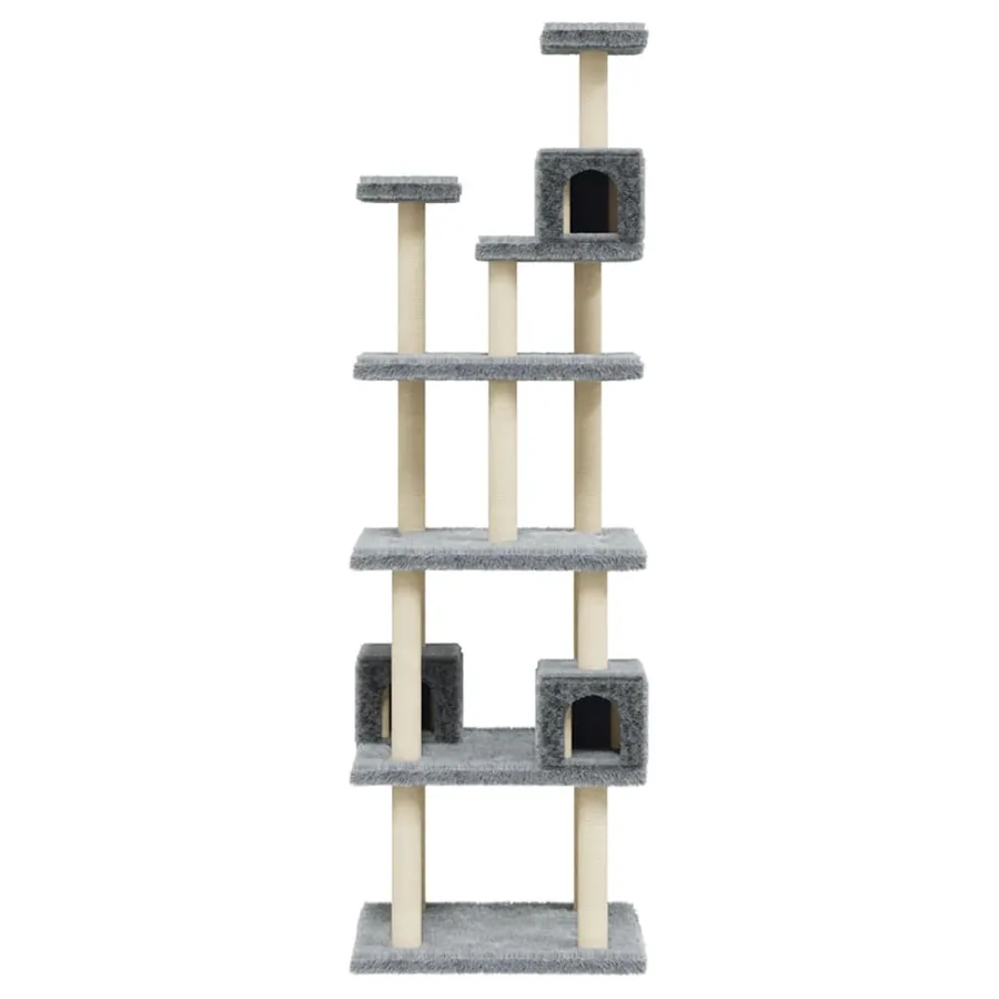 Arbre à chat avec griffoirs en sisal Gris clair 188 cm - 4
