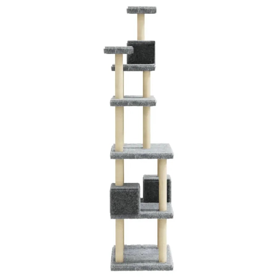 Arbre à chat avec griffoirs en sisal Gris clair 188 cm - 5