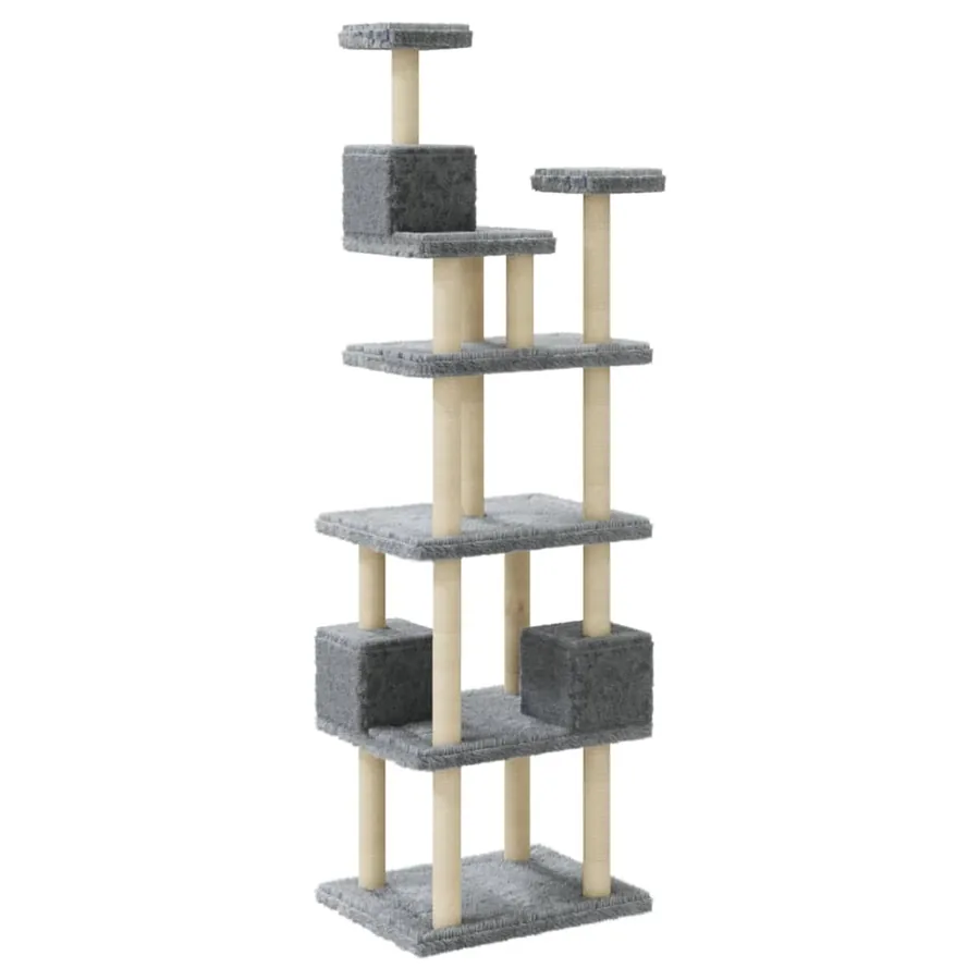 Arbre à chat avec griffoirs en sisal Gris clair 188 cm - 6