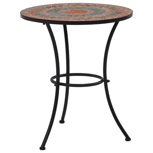 Table de bistro mosaïque Orange/gris 60 cm Céramique