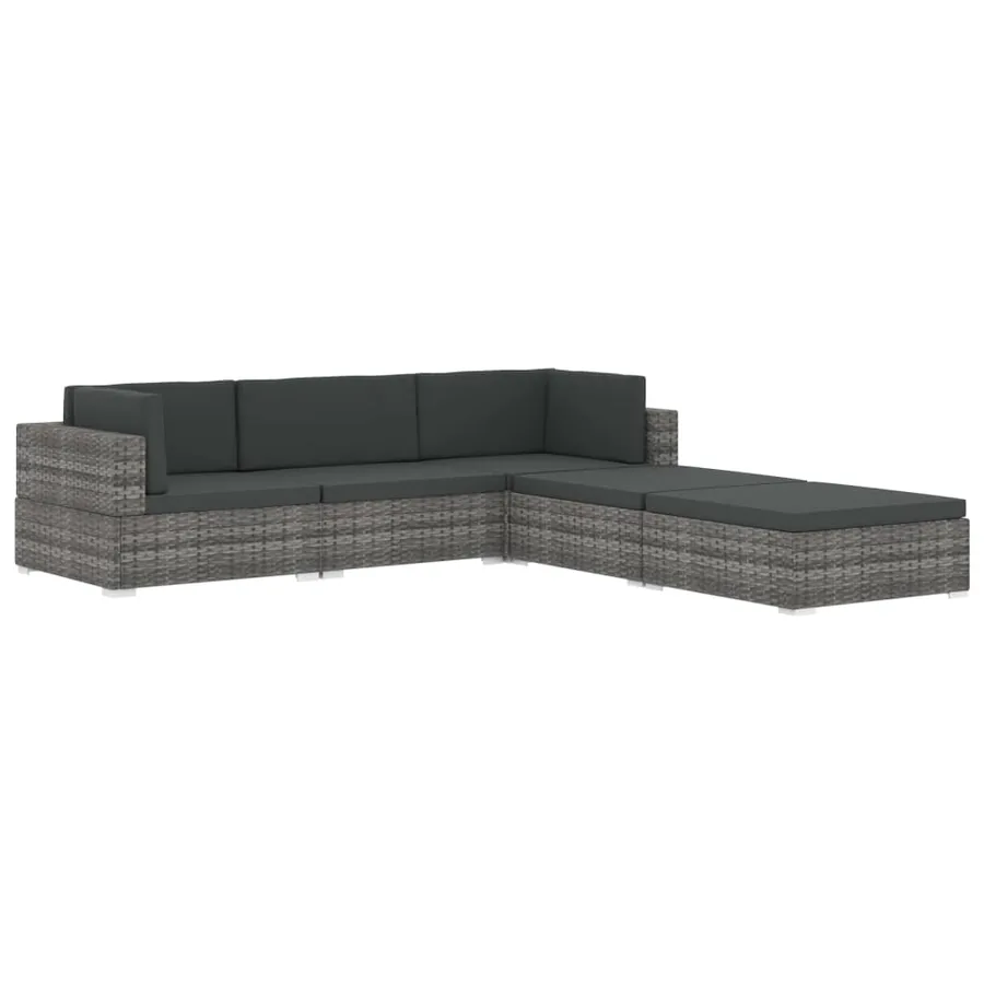 Siège central sectionnel 1 pc et coussins Résine tressée Gris - 10