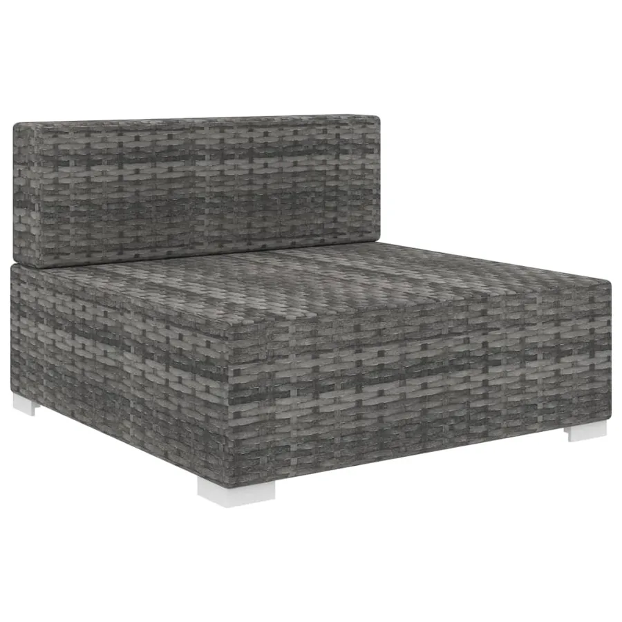 Siège central sectionnel 1 pc et coussins Résine tressée Gris - 2