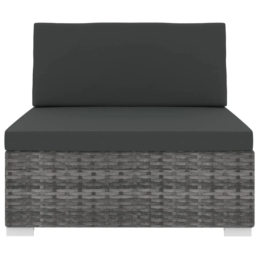 Siège central sectionnel 1 pc et coussins Résine tressée Gris - 3