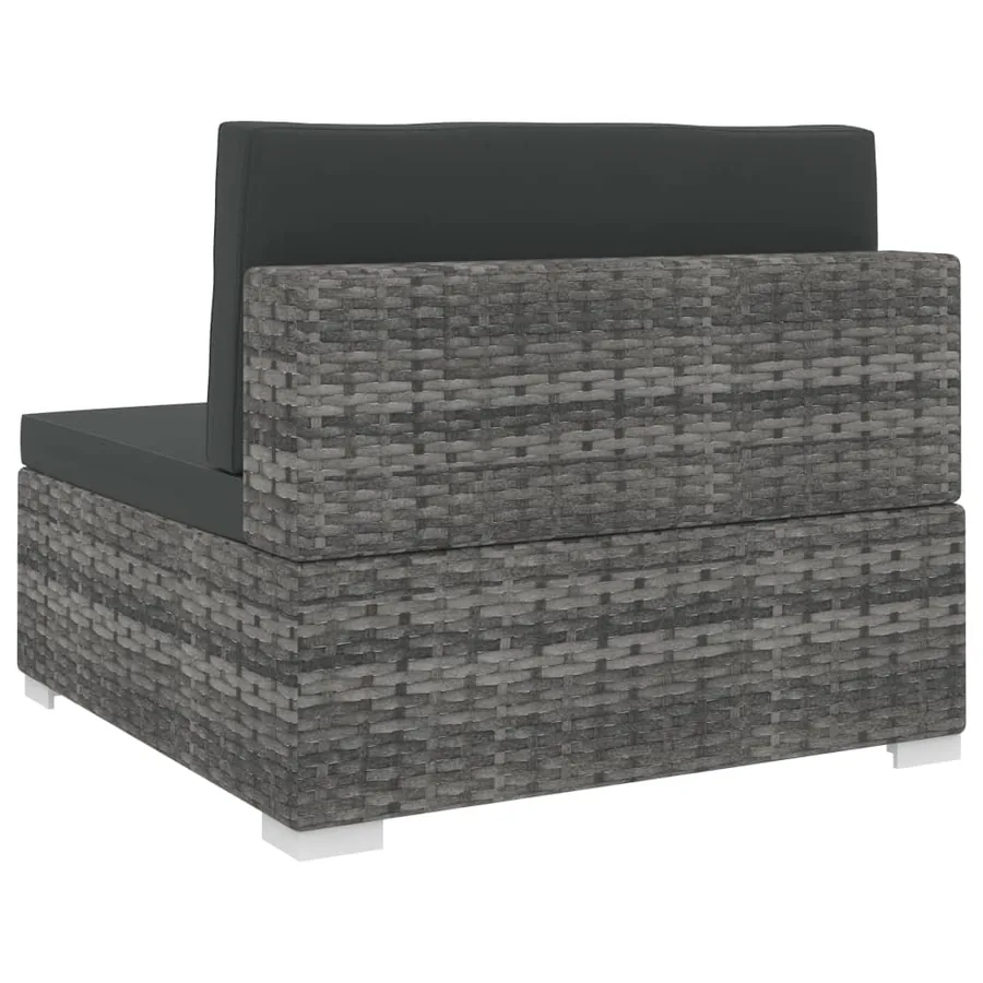Siège central sectionnel 1 pc et coussins Résine tressée Gris - 4