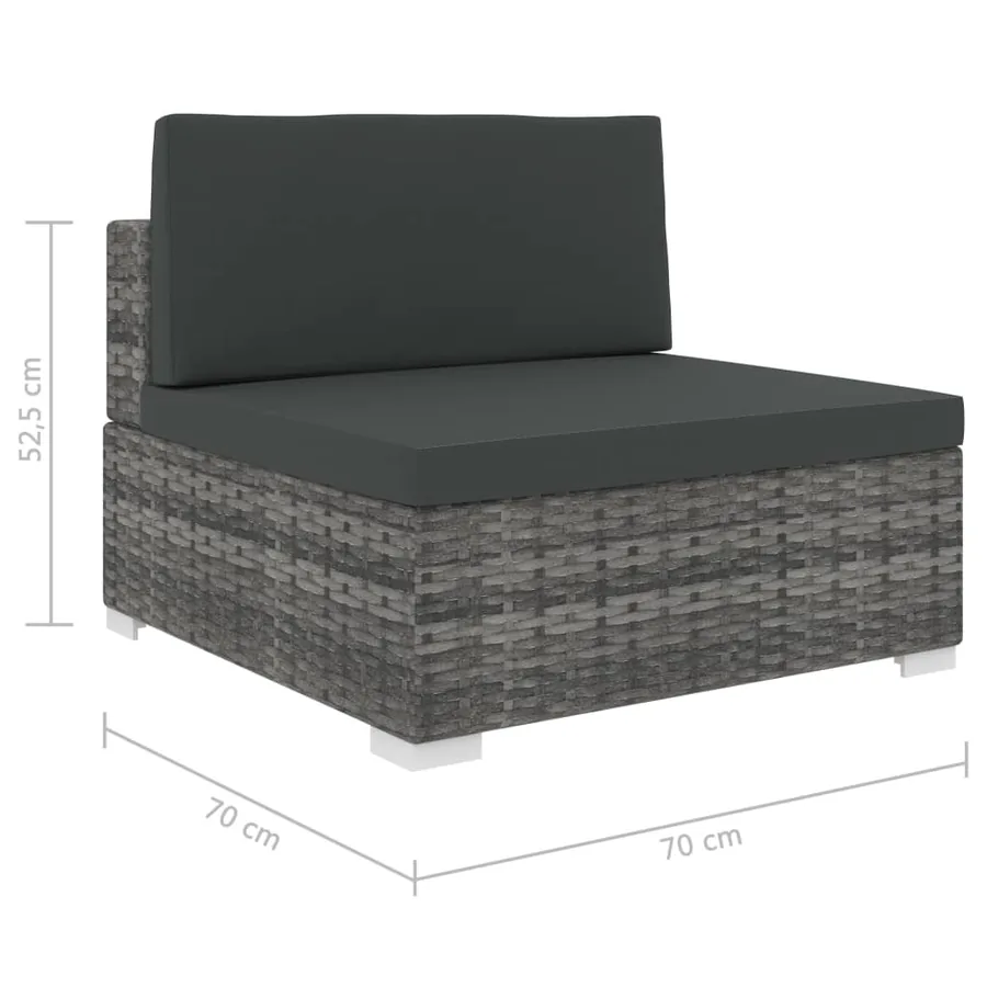 Siège central sectionnel 1 pc et coussins Résine tressée Gris - 5