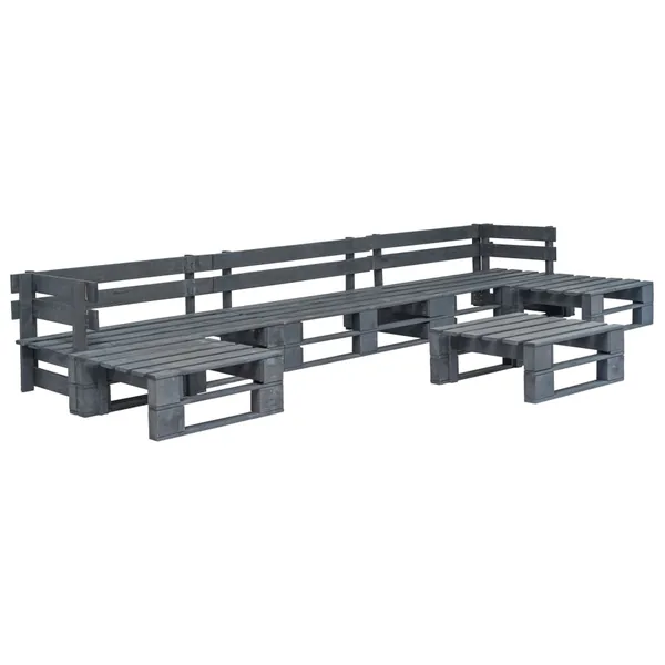 Salon de jardin palette 6 pcs Bois Gris