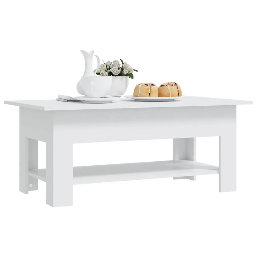 Table basse blanc 102x55x42 cm bois d'ingénierie - 6