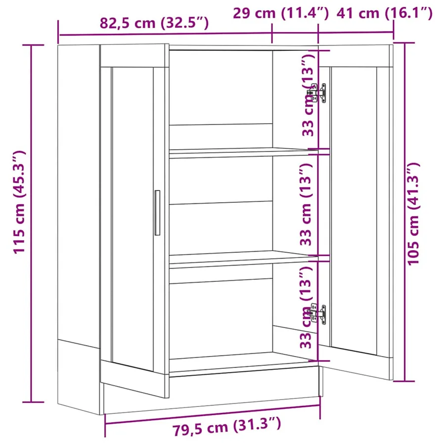 Armoire à vitrine Chêne sonoma 82,5x30,5x115 cm Bois ingénierie - 9