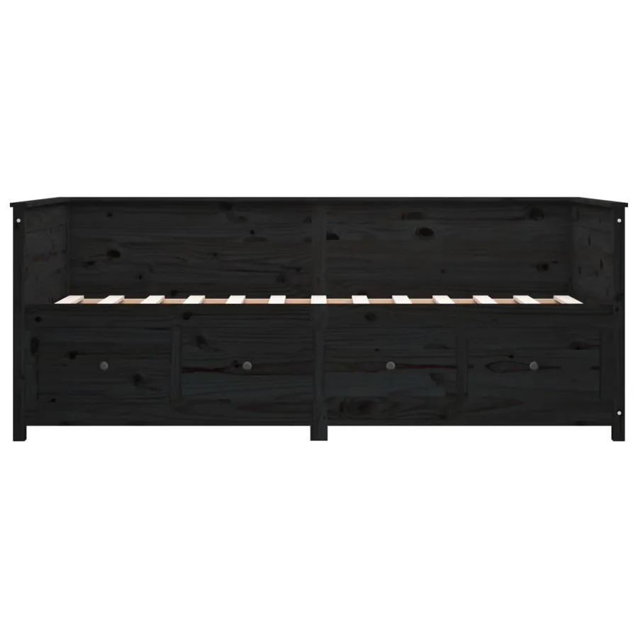 Lit de jour sans matelas noir 75x190 cm bois de pin massif - 10