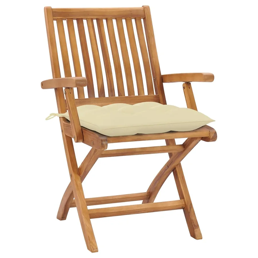 Chaises pliables de jardin avec coussins lot de 8 Teck solide - 2