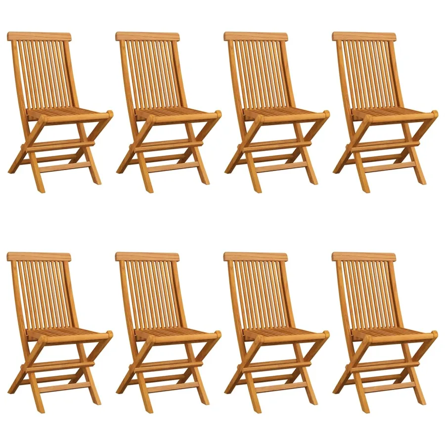 Chaises de jardin et coussins blanc crème lot de 8 Teck massif - 2
