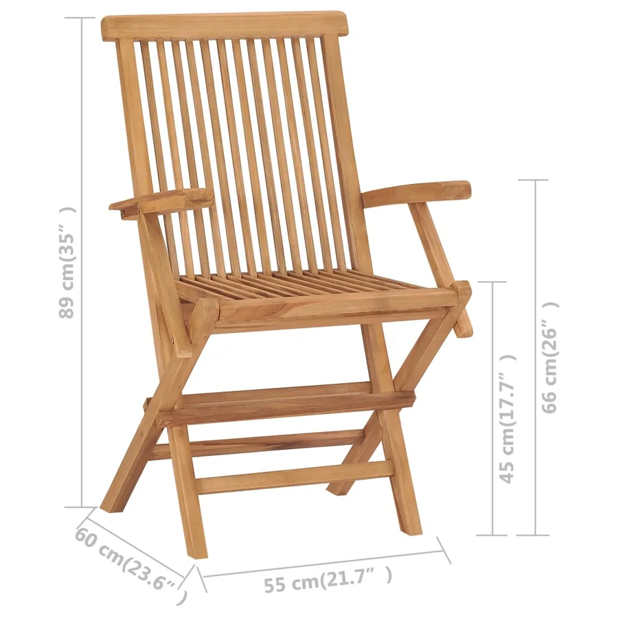 Chaises de jardin et coussins blanc crème lot de 4 Teck massif - 13