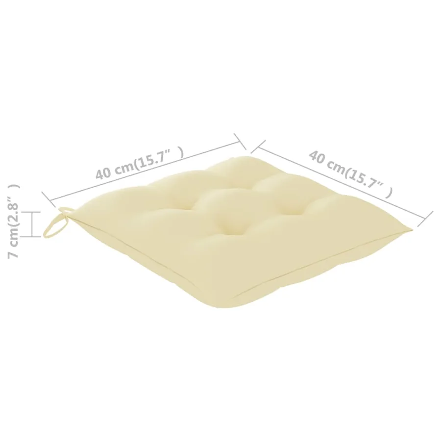 Chaises de jardin et coussins blanc crème lot de 4 Teck massif - 14