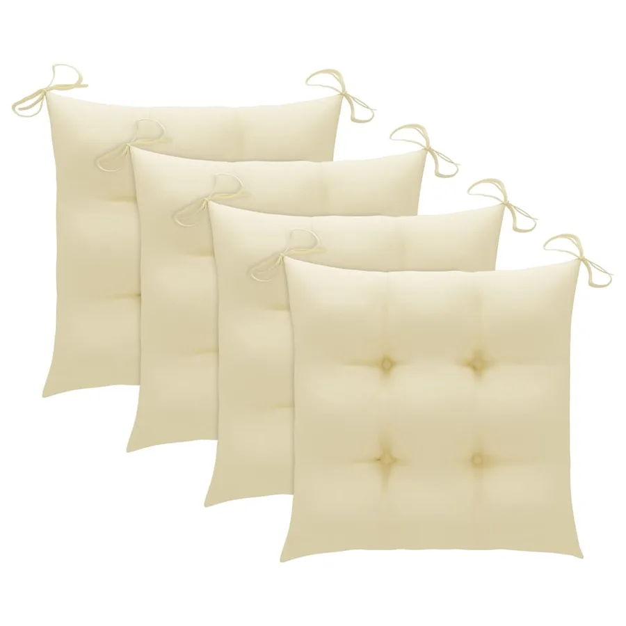 Chaises de jardin et coussins blanc crème lot de 4 Teck massif - 3
