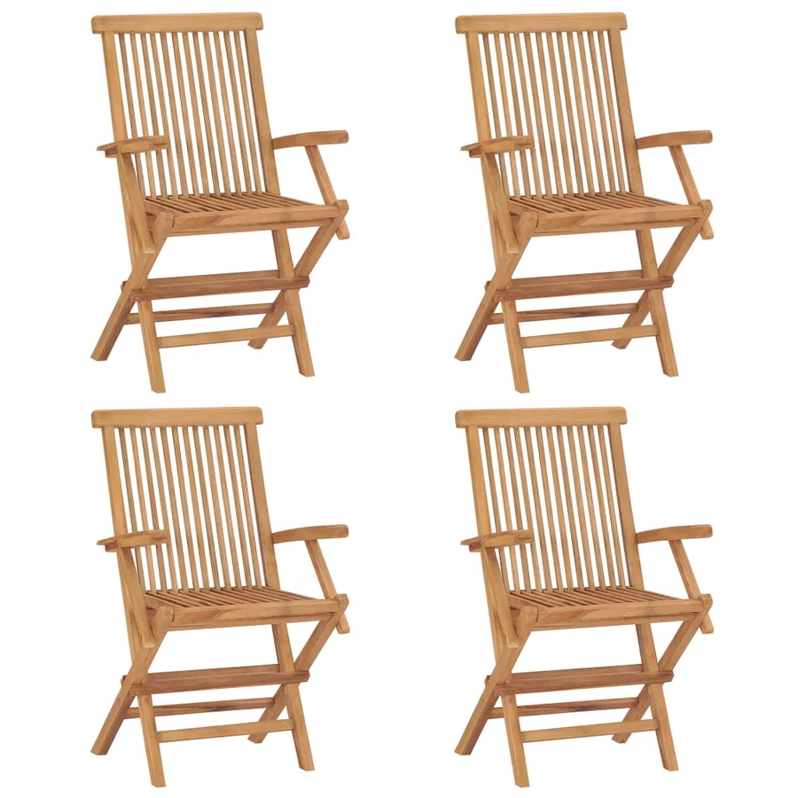 Chaises de jardin et coussins blanc crème lot de 4 Teck massif - 8
