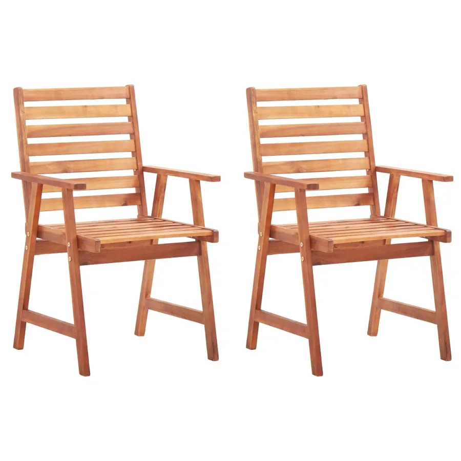 Chaises à manger d'extérieur lot de 2 et coussins Acacia massif - 2