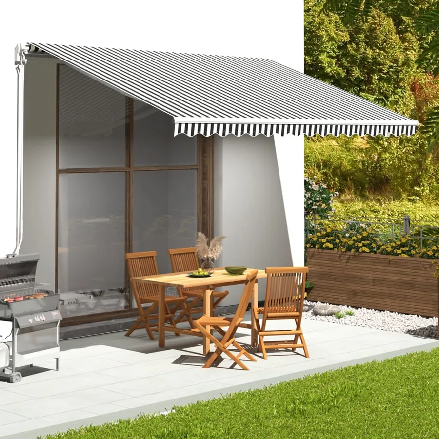 Tissu de remplacement pour auvent anthracite et blanc 4,5x3 m polyester