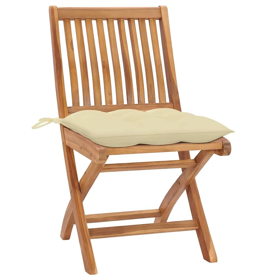 Chaises pliables de jardin avec coussins lot de 8 Teck solide - 2