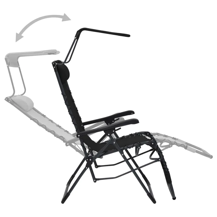 Chaises pliables de terrasse lot de 2 Textilène Noir - 9