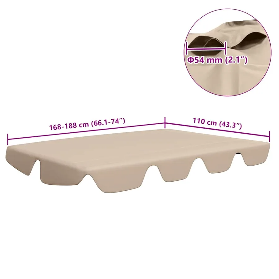 Toit de rechange de balançoire Beige 188/168x145/110 cm - 6