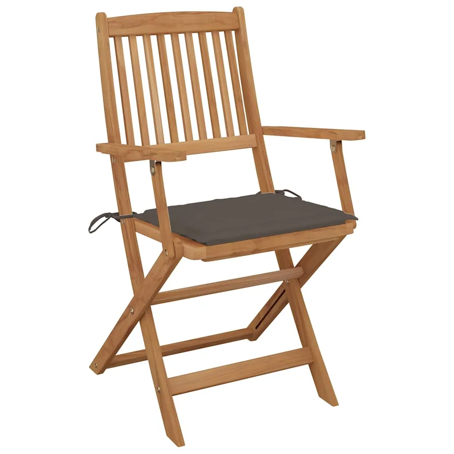 Chaises pliables de jardin lot de 6 avec coussins Bois d'acacia - 3