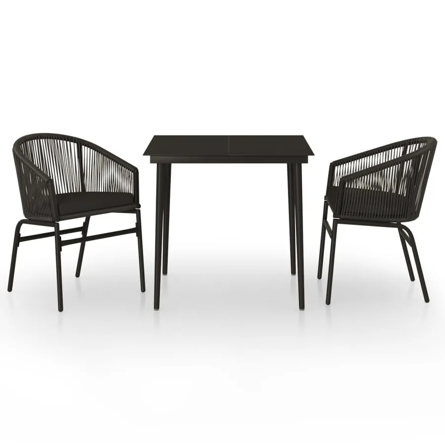 Ensemble à manger de jardin 3 pcs Noir - 2