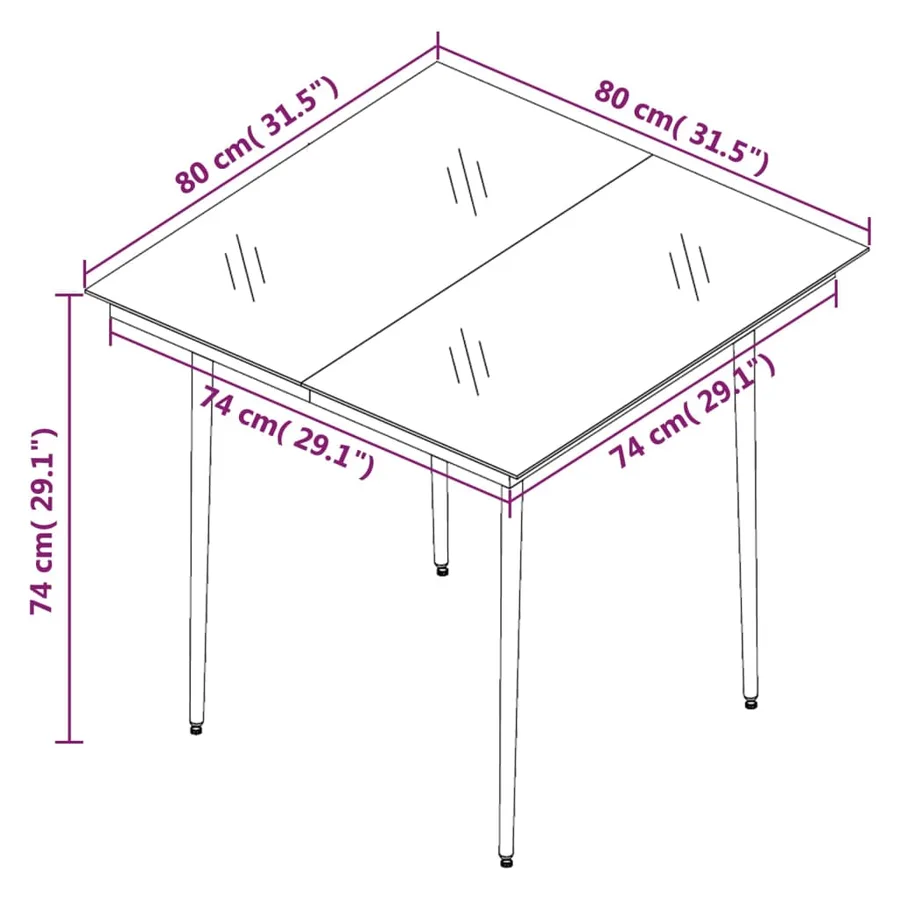 Ensemble à manger de jardin 3 pcs Noir - 7