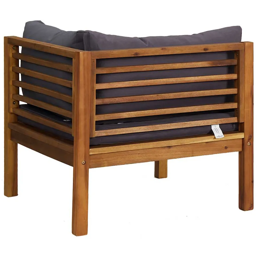 Ensemble de canapés 2pcs avec coussins gris foncé Acacia solide - 10