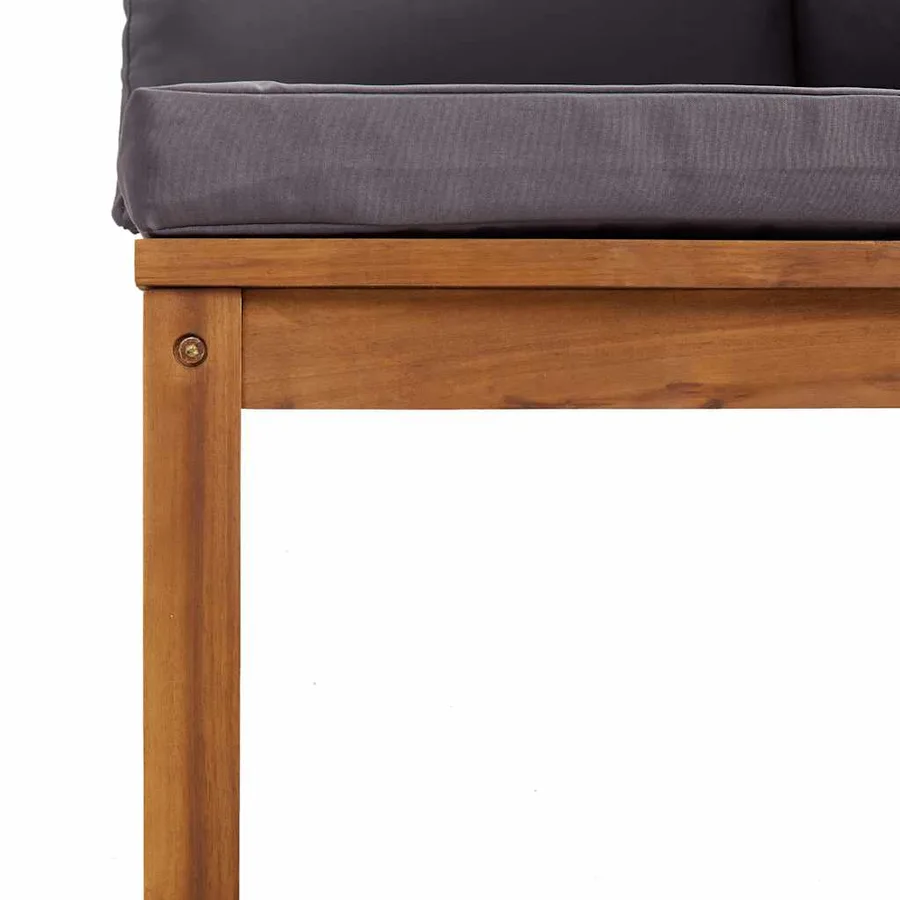 Ensemble de canapés 2pcs avec coussins gris foncé Acacia solide - 11