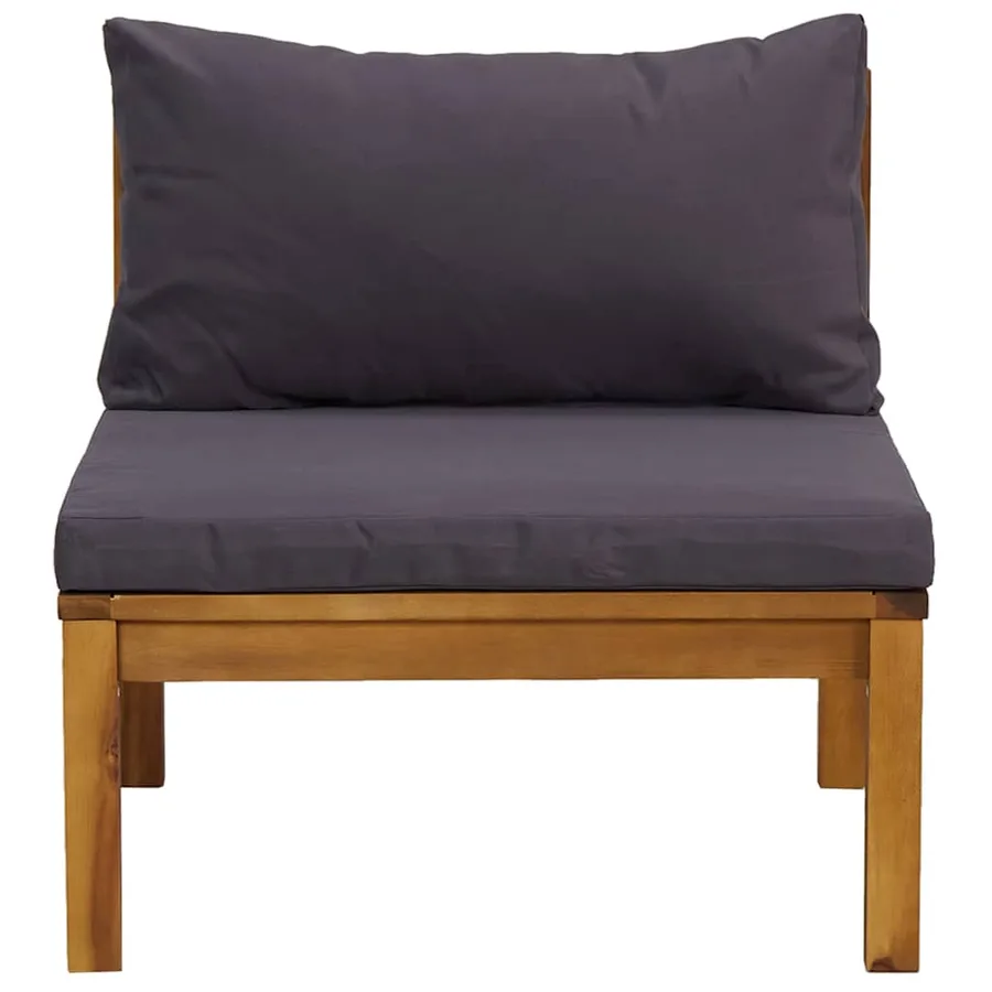 Ensemble de canapés 2pcs avec coussins gris foncé Acacia solide - 4