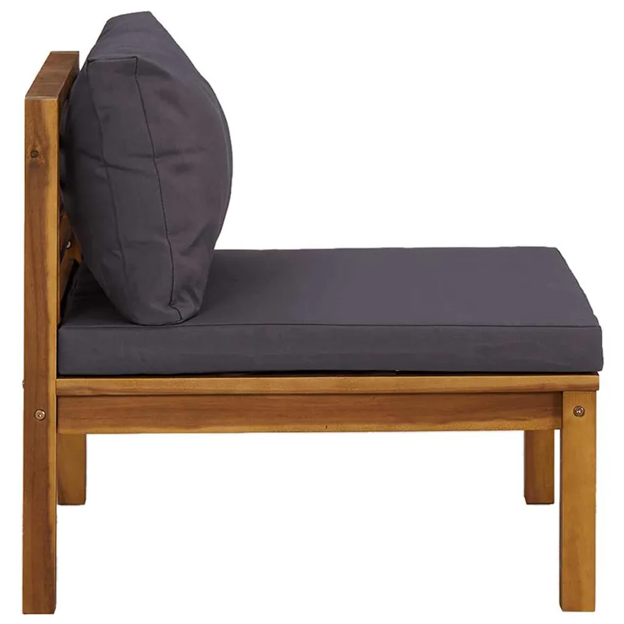 Ensemble de canapés 2pcs avec coussins gris foncé Acacia solide - 5