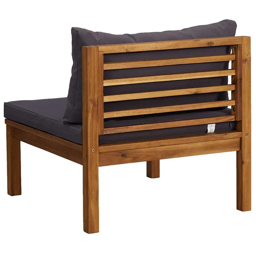 Ensemble de canapés 2pcs avec coussins gris foncé Acacia solide - 6