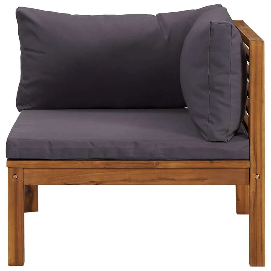 Ensemble de canapés 2pcs avec coussins gris foncé Acacia solide - 8
