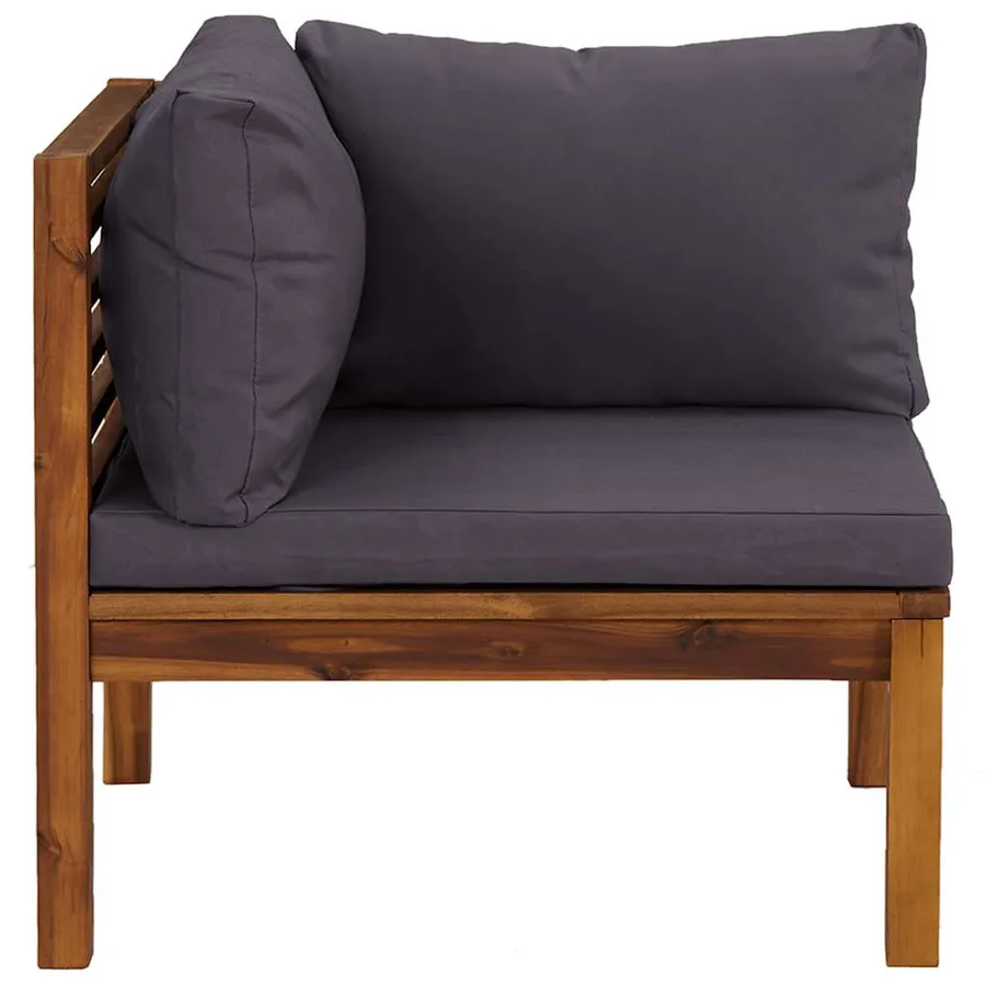 Ensemble de canapés 2pcs avec coussins gris foncé Acacia solide - 9
