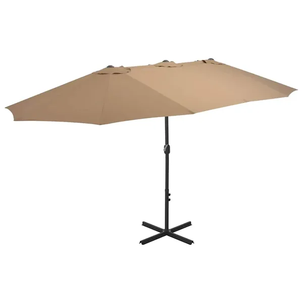 Parasol d'extérieur et poteau en aluminium 460x270 cm taupe