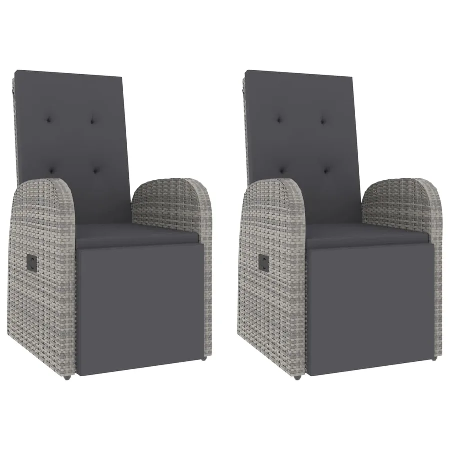 Ensemble de salon de jardin 3 pcs gris poly rotin et acacia - 4