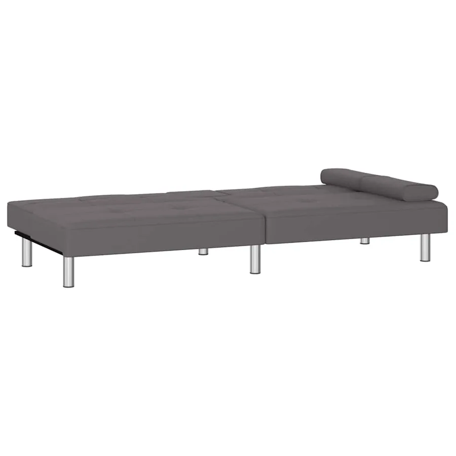 Canapé-lit avec porte-gobelets gris similicuir - 6
