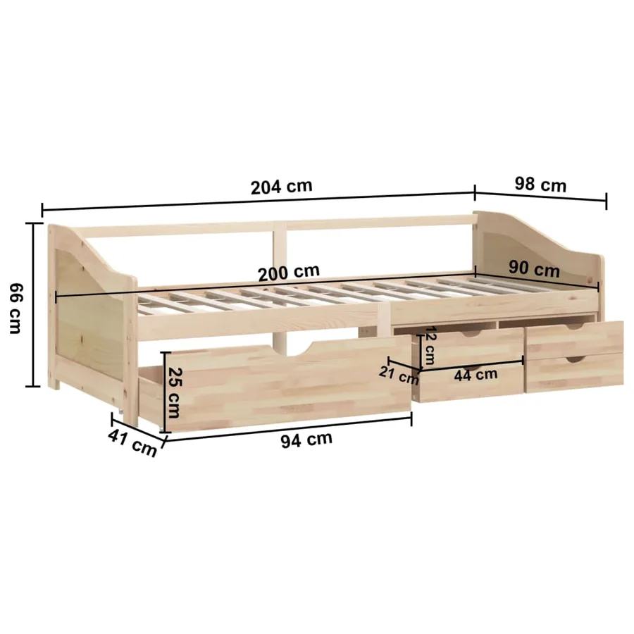 Lit de repos 3 places sans matelas Bois de pin massif 90x200 cm - 9