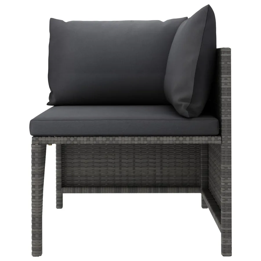 Salon de jardin 6 pcs avec coussins Résine tressée Gris - 13