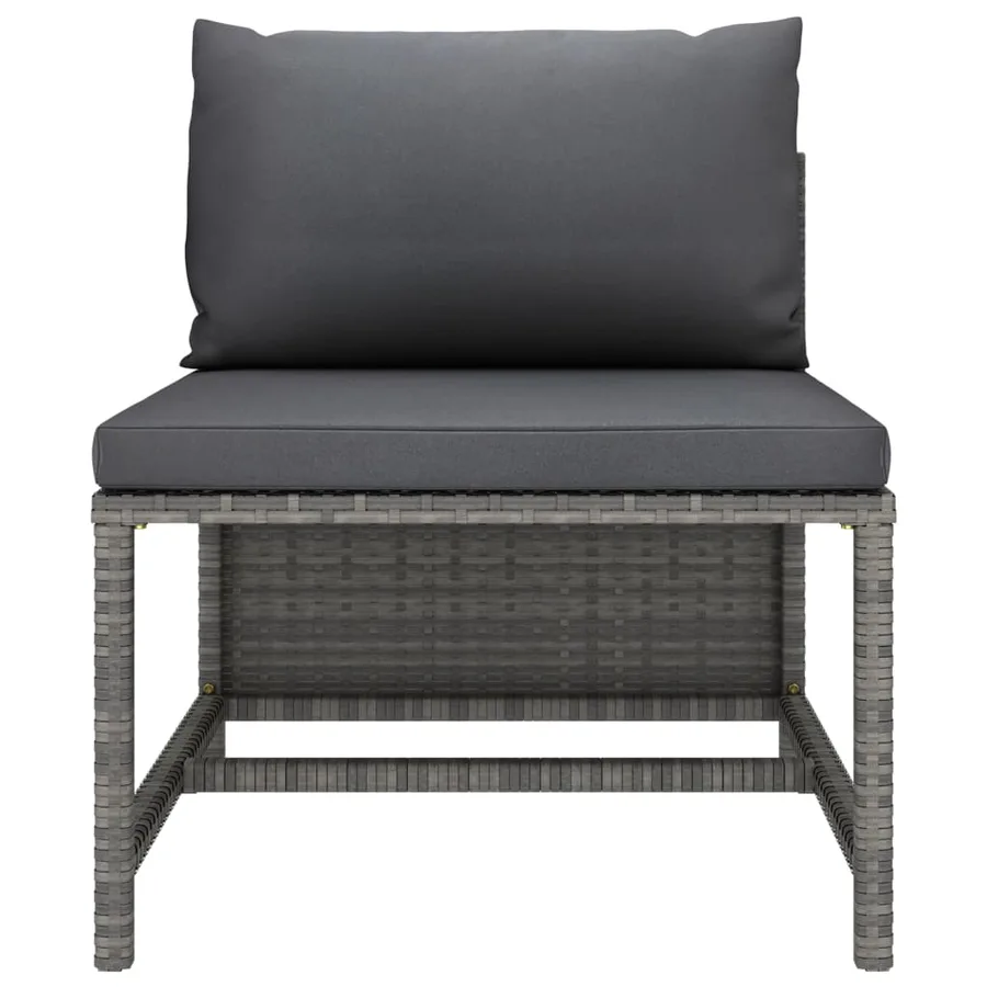 Salon de jardin 6 pcs avec coussins Résine tressée Gris - 14