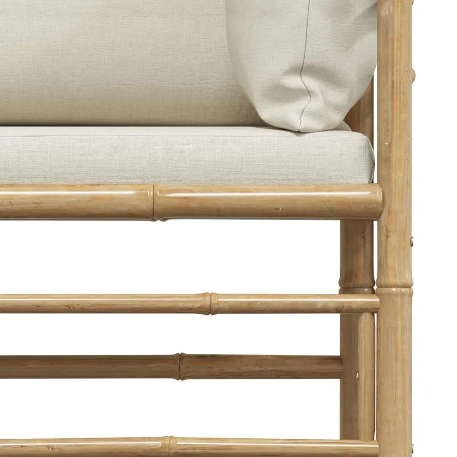 Canapé d'angle de jardin avec coussins blanc crème Bambou - 9